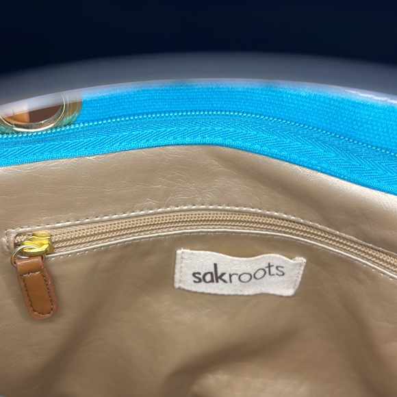 Sakroots Turquoise Orange Brown & Coral Coated canvas Handbag - Picture 4 of 9